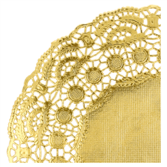 DENTELLES RONDES MÉTALISÉES  40 G/M2 + 20 G/M2 Ø 21,5 CM DORE LITOS MET. (100 UNITÉ)