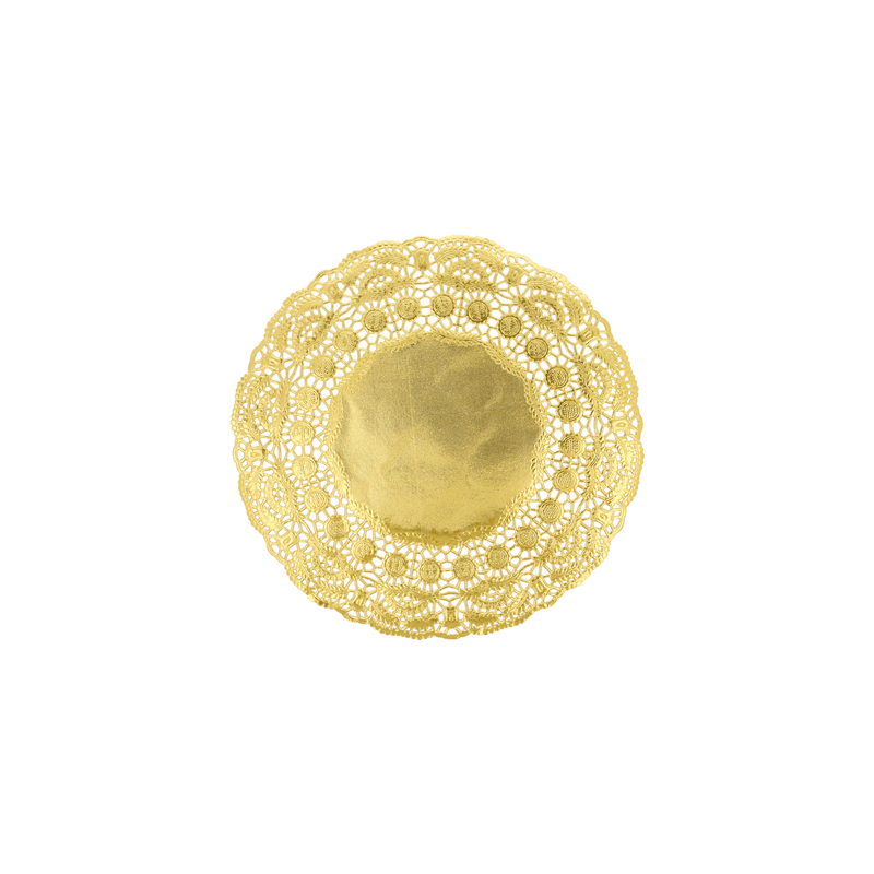 DENTELLES RONDES MÉTALISÉES  40 G/M2 + 20 G/M2 Ø 24 CM DORE LITOS MET. (100 UNITÉ)
