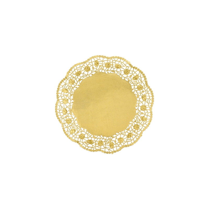 DENTELLES RONDES MÉTALISÉES  40 G/M2 + 20 G/M2 Ø 27 CM DORE LITOS MET. (100 UNITÉ)