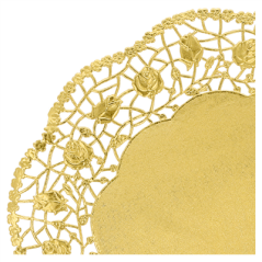 DENTELLES RONDES MÉTALISÉES  40 G/M2 + 20 G/M2 Ø 27 CM DORE LITOS MET. (100 UNITÉ)