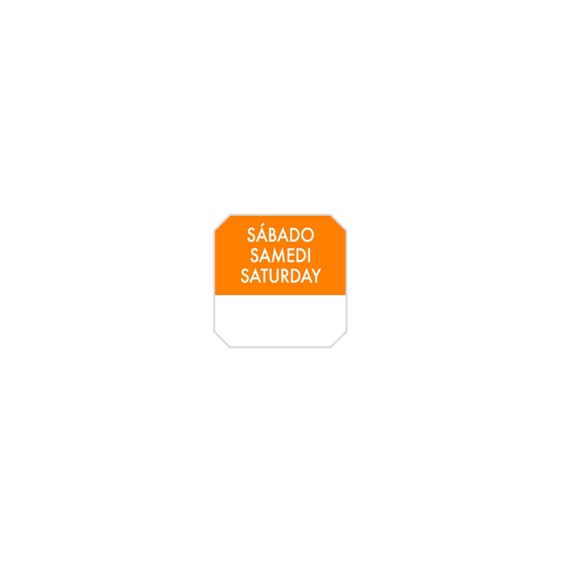 1000 U. ÉTIQUETTES ADHESIVES "SAMEDI"  2,5x2,5 CM ORANGE ADHESIF (1 UNITÉ)