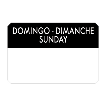 500 U. ÉTIQUETTES ADHESIVES "DIMANCHE"