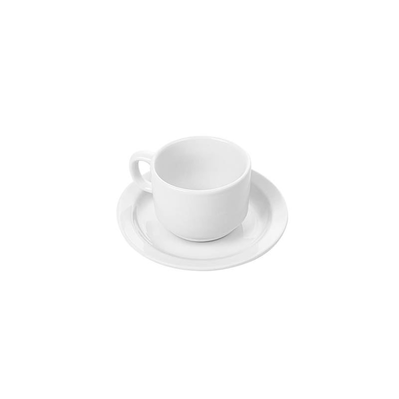 TASSES CAFÉ + SOUCOUPES 250 ML Ø8,8x6,5 CM BLANC PORCELAINE (12 UNITÉ)