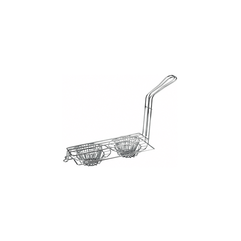 PANIER DOUBLE POUR TACOS  35,6x16,5x34 CM ARGENTE INOX (1 UNITÉ)
