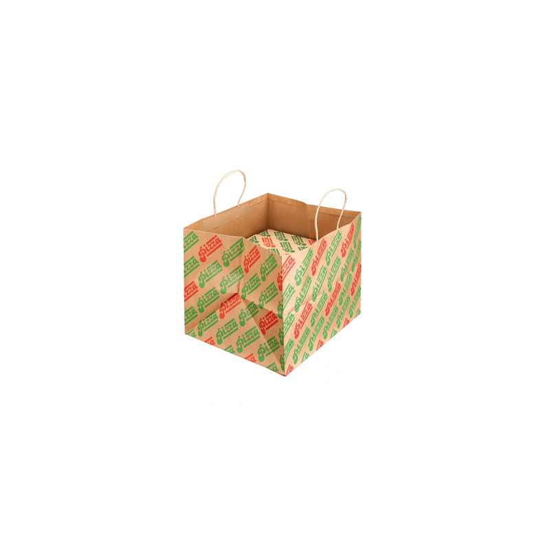 SACS SOS POUR BOÎTES PIZZA 'PIZZA'  37+33x32 CM NATUREL KRAFT (100 UNITÉ)