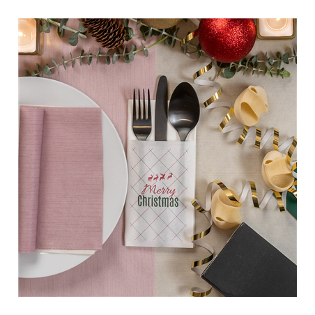 SERVIETTES KANGOUROU 'RUDOLPH' 55 G/M2 40x40 CM BLANC AIRLAID (700 UNITÉ)