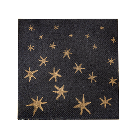 SERVIETTES "DOUBLE POINT" ECOLABEL 'MERRY CHRISTMAS' 18 G/M2 20x20 CM NOIR OUATE (2400 UNITÉ)