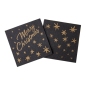 SERVIETTES "DOUBLE POINT" ECOLABEL 'MERRY CHRISTMAS' 18 G/M2 20x20 CM NOIR OUATE (2400 UNITÉ)