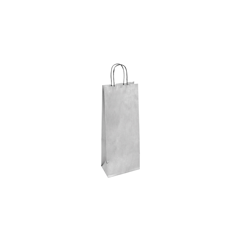 SACS SOS AVEC ANSES 1 BOUTEILLE  100 G/M2 14+8x40 CM ARGENTE KRAFT (250 UNITÉ)