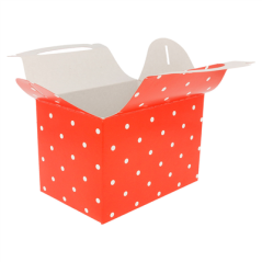 BOÎTES "À POIS"  320 G/M2 15,50x10,50x17,50 CM ROUGE CARTON (300 UNITÉ)