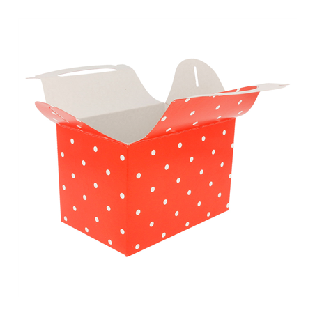 BOÎTES "À POIS"  320 G/M2 15,50x10,50x17,50 CM ROUGE CARTON (300 UNITÉ)