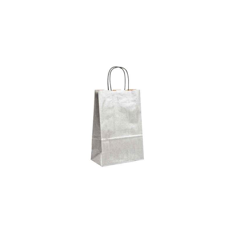 SACS SOS AVEC ANSES  80 G/M2 26+14x32 CM ARGENTE KRAFT (250 UNITÉ)