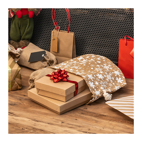 SACS - STARS  38x56 CM NATUREL JUTE (10 UNITÉ)