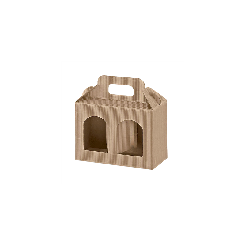 100 U. BOÎTES PORTE 2 POTS  17x8x12 CM NATUREL KRAFT (1 UNITÉ)