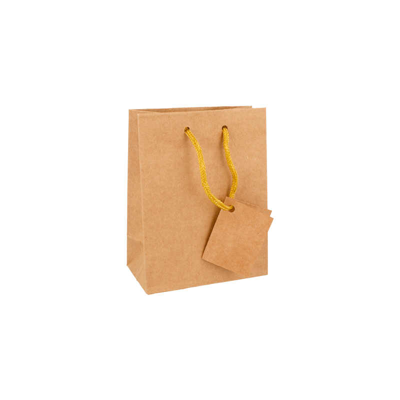 10 U. SACS BOUTIQUE ANSES CORDON  175 G/M2 11,4+6,4x14,6 CM NATUREL KRAFT (1 UNITÉ)