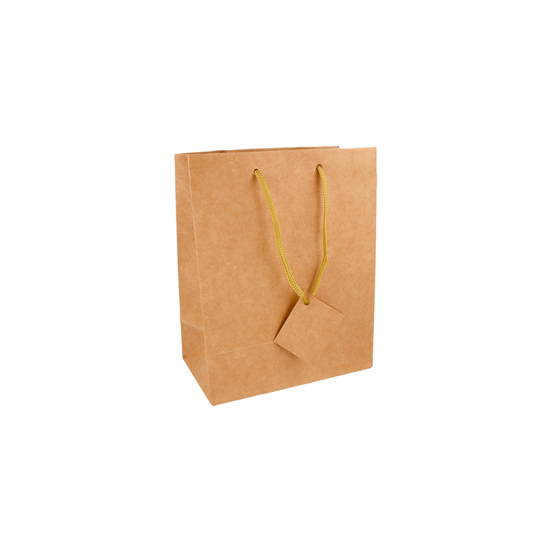 10 U. SACS BOUTIQUE ANSES CORDON  175 G/M2 18+10x22,7 CM NATUREL KRAFT (1 UNITÉ)