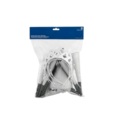 ASSORTIMENT COTILLON 6 PERSONNES   ARGENTE (1 UNITÉ)