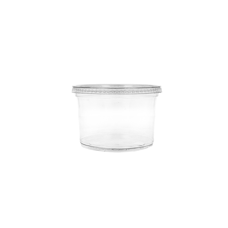 POTS TRAITEUR + COUVERCLES 750 ML Ø11,7x10,5 CM TRANSPARENT PET (250 UNITÉ)