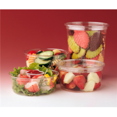 POTS TRAITEUR + COUVERCLES 750 ML Ø11,7x10,5 CM TRANSPARENT PET (250 UNITÉ)