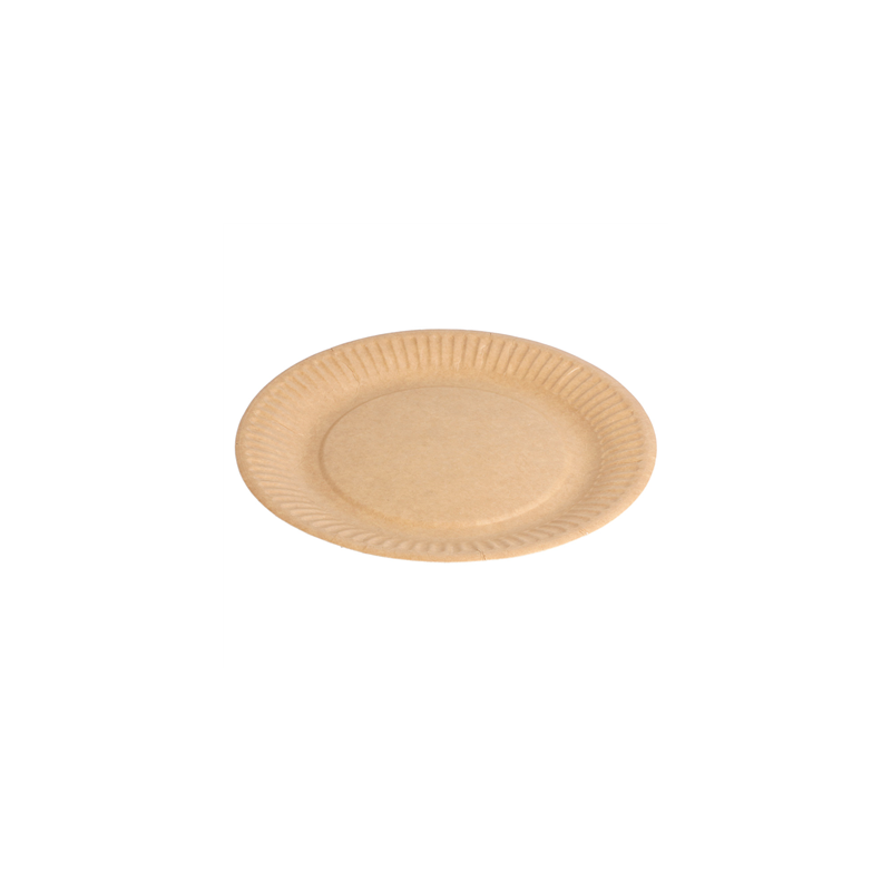 ASSIETTES RONDES EN RELIEF BIO-LAQUÉES  260 G/M2 Ø 18 CM NATUREL CARTON (400 UNITÉ)