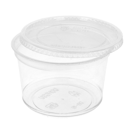 POTS TRAITEUR + COUVERCLES 375 ML Ø11,7x6,1 CM TRANSPARENT PET (250 UNITÉ)