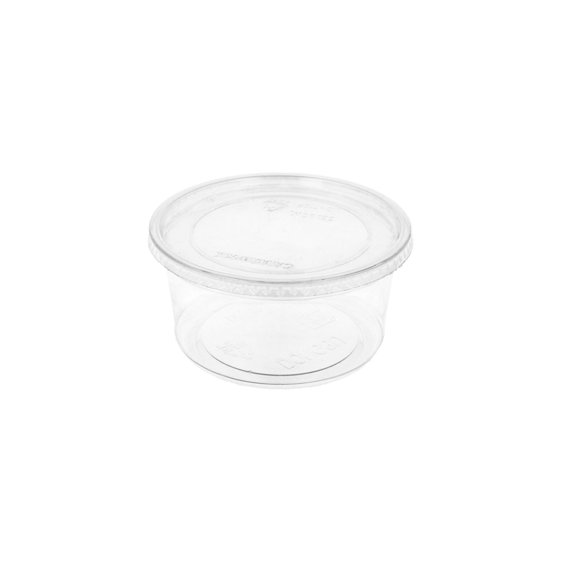 POTS TRAITEUR + COUVERCLES 500 ML Ø11,7x7,5 CM TRANSPARENT PET (250 UNITÉ)