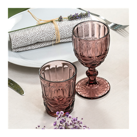 VERRES À PIED À VIN VINTAGE 'WAKI GLASS' 260 ML Ø8x15.5 CM LAVANDE VERRE (6 UNITÉ)