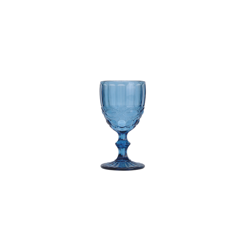 VERRES À PIED À VIN VINTAGE 'WAKI GLASS' 260 ML Ø8x15.5 CM BLEU VERRE (6 UNITÉ)