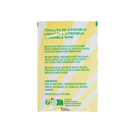 LINGETTES CITRONNELLE 50 G/M2 6,8x10 CM BLANC CELLULOSE (300 UNITÉ)