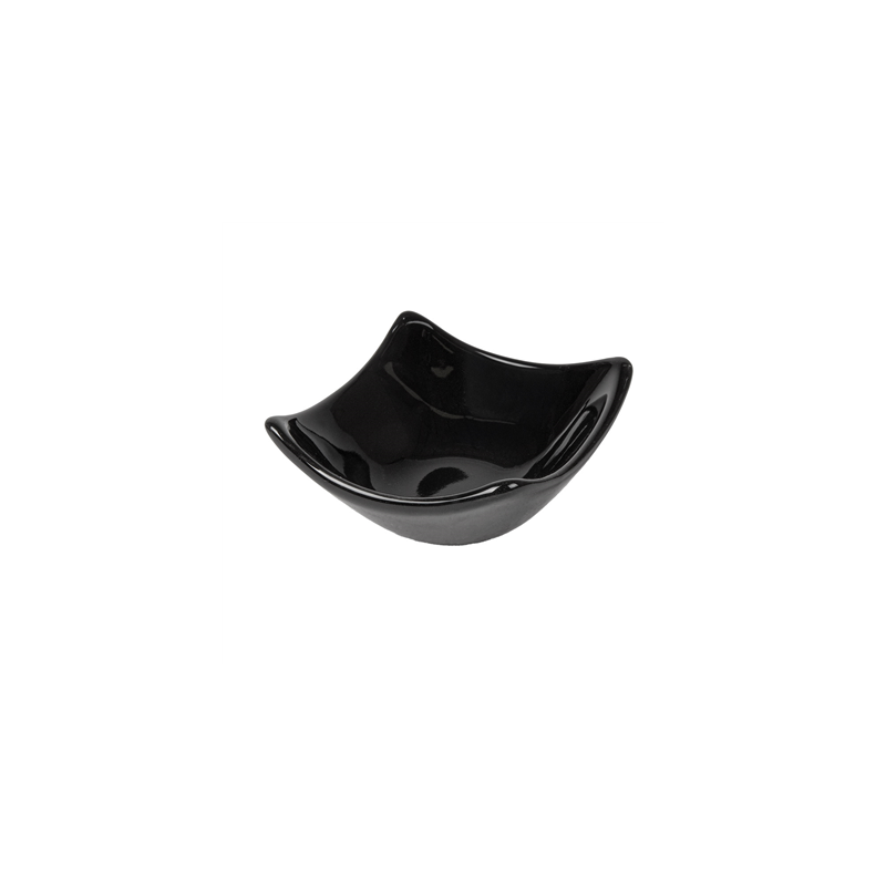 ASSIETTES CARRÉES 'AKALA'  7,6x7,6x3,4 CM NOIR PORCELAINE (12 UNITÉ)