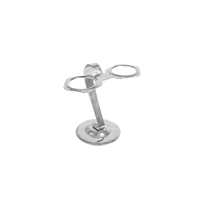 SUPPORT POUR 2 CORNETS À GLACE  11x7,5 CM ARGENTE INOX (1 UNITÉ)