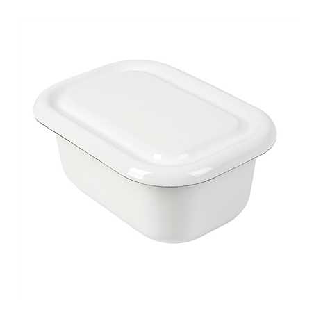 RÉCIPIENTS AVEC COUVERCLE 'ENAMELWARE' 850 ML 18x13x7,5 CM BLANC ACIER ÉMAILLÉ (4 UNITÉ)