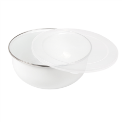 BOLS AVEC COUVERCLE 'ENAMELWARE' 1000 ML Ø 18x7,3 CM BLANC ACIER ÉMAILLÉ (6 UNITÉ)