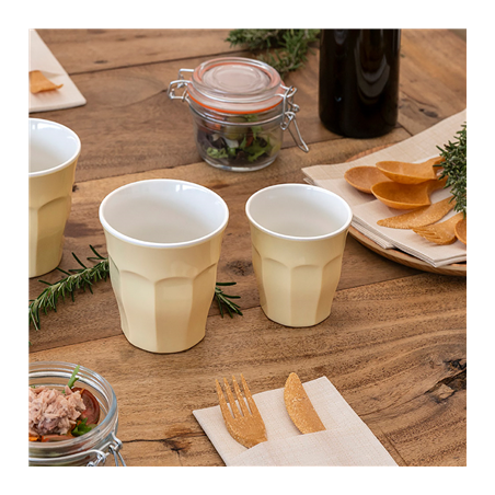 GOBELETS EMPILABLES 'ASAMI WARE' 180 ML Ø 7,5x7,6 CM CREME MÉLAMINE (10 UNITÉ)