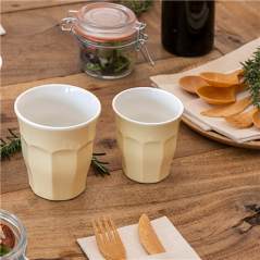 GOBELETS EMPILABLES 'ASAMI WARE' 295 ML Ø 8,8x9 CM CREME MÉLAMINE (10 UNITÉ)