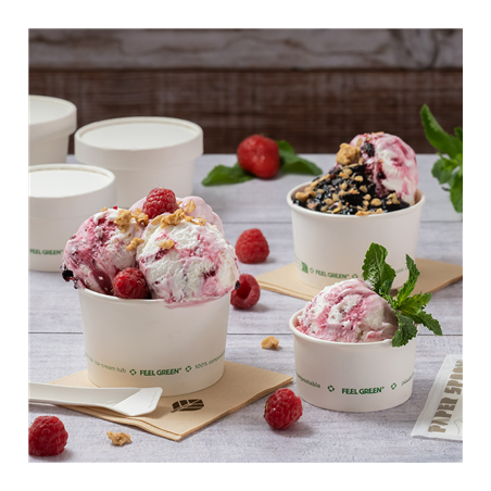 POTS À GLACES 'COMPOSTABLE' 120 ML 230 G/M2 Ø7,7x4,7 CM BLANC CARTON (2000 UNITÉ)