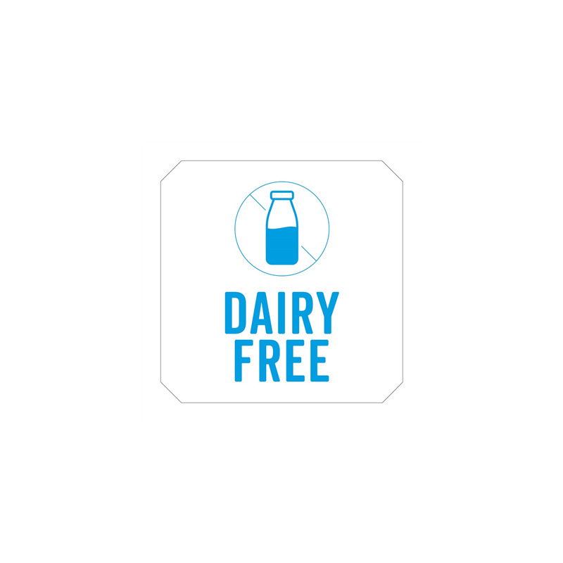 1000 U. ÉTIQUETTES ADHESIVES "DAIRY FREE"  2,5x2,5 CM BLANC ADHESIF (1 UNITÉ)