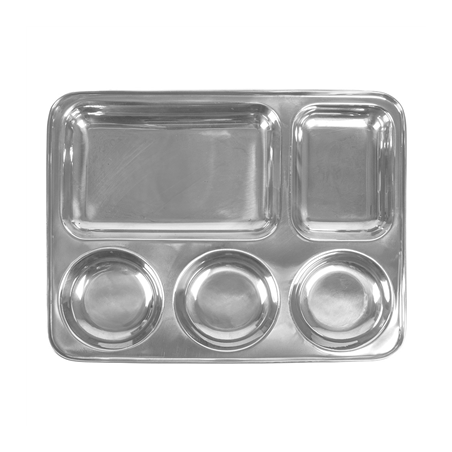 PLATEAU AVEC 5 COMPARTIMENTS 'ARTINOX'  33,5x26,5x3 CM ARGENTE INOX (24 UNITÉ)