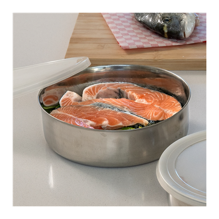 BOL AVEC COUVERCLE 'ARTINOX' 1550 ML Ø20x5,5 CM ARGENTE INOX + LDPE (12 UNITÉ)