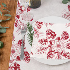 SERVIETTES "LIKE LINEN" 'POINSETTIA' 70 G/M2 40x40 CM SPUNLACE (600 UNITÉ)