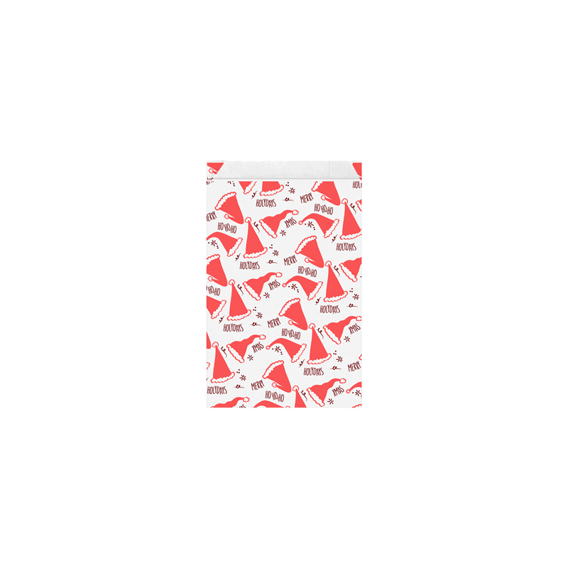SACHETS PLATS LISERÉ 'SANTA' 60 G/M2 12+5x18 CM CELLULOSE (250 UNITÉ)