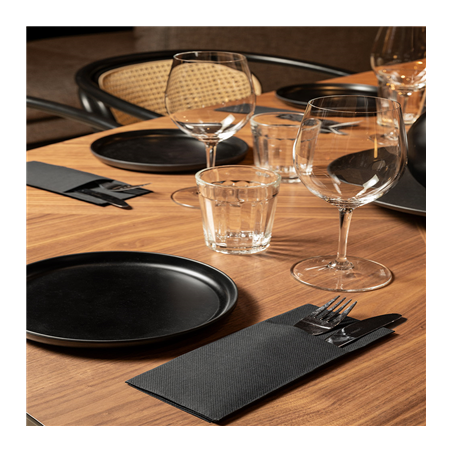 SERVIETTES KANGOUROU 'ECOLABEL - DOUBLE POINT' 18 G/M2 33x40 CM NOIR OUATE (1400 UNITÉ)