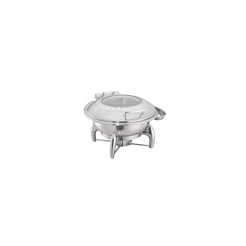 CHAFING DISH ROND AVEC FENÊTRE 6 L Ø 52x45,5x34 CM ARGENTE INOX + CRISTAL (1 UNITÉ)