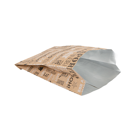 SACHETS INGRAISSABLES POUR BURGER 'PAROLE' 40+20 G/M2 14+7x22 CM MARRON KRAFT + ALUMINIUM (500 UNITÉ)