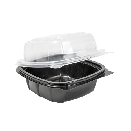 RÉCIPIENTS AVEC COUVERCLE CHARNIÈRE MICRO-ONDABLES 468 ML 15,1x15,7x8,3 CM NOIR PP (180 UNITÉ)