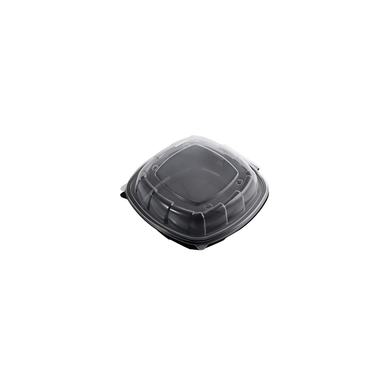 RÉCIPIENTS AVEC COUVERCLE CHARNIÈRE MICRO-ONDABLES 1170 ML 23x23,3x8,2 CM NOIR PP (100 UNITÉ)