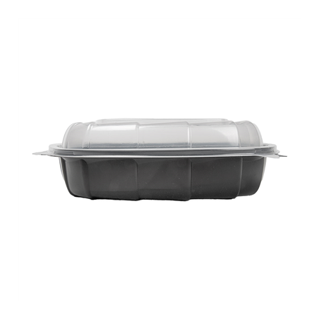 RÉCIPIENTS AVEC COUVERCLE CHARNIÈRE MICRO-ONDABLES 1370 ML 25,1x25,8x7,4 CM NOIR PP (100 UNITÉ)