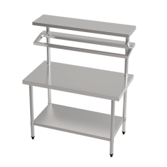 TABLE DE PRÉPARATION 2 NIVEAUX + 2 ÉTAGÈRES