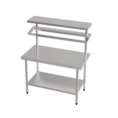 TABLE DE PRÉPARATION 2 NIVEAUX + 2 ÉTAGÈRES