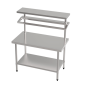 TABLE DE PRÉPARATION 2 NIVEAUX + 2 ÉTAGÈRES 'ARROW'  120x70x150 CM ARGENTE ACIER (1 UNITÉ)